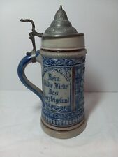 Vintage J.L. German Beer Stein Cobalt Blue, Brown, Taupe with Lid 10.5 Inches picture