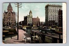 Syracuse NY-New York, Clinton Square And Erie Canal, Antique, Vintage Postcard picture