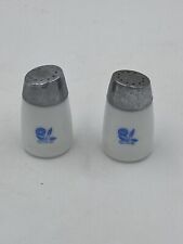 Vintage Blue Cornflower Salt & Pepper Shaker Set Milk Glass-Santa Barbara picture