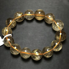 16.3mm Natural Hair Rutilated Quartz Crystal Round Beads Bracelet AAA picture