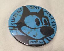 Sunday Con April 4, '82 Seattle, Wa. Pinback Button Black Cat 1982 About 2.25