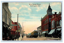 c1910 West Market Street, Huntington Indiana IN Posted Antique Postcard picture