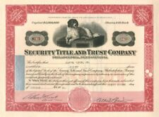 Security Title and Trust Co. - Stock Certificate - Animals on Stocks and Bonds picture