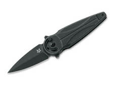 Fox Saturn Flipper Folding Knife Black Aluminum Handle N690 Plain Black 01FX939 picture