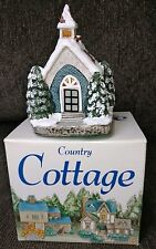 Vintage Christmas Village SNOWY Church Country Cottage 1992 NONWORKING  picture