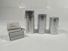 Set Of 3 Silver Mercury Glass Microlight Candles  8”  By Valerie Parr Hill picture