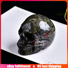 Natural Dragon Blood Stone Skeleton Quartz Crystal Carved Skull Healing Reiki US picture