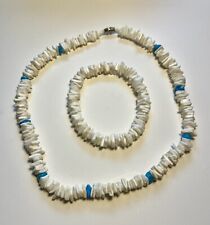 VTG Hawaiian Puka Shell And Turquoise Necklace AND Puka Shell Bracelet - NICE picture