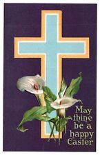 Antique Postcard Easter Cross Lilies 1907 Embossed Holiday Divided Back Unposted picture
