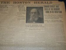 1909 JUNE 11 THE BOSTON HERALD - EDWARD EVERETT HALE DEAD AT 88 - BH 380 picture