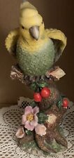 Parrot Figurine Resin Tropical Décor Macaw Bird 12” On Branch picture