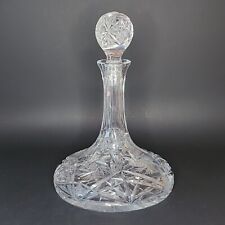 Antique American Brilliant Period Crystal Ships Decanter With Stopper 11