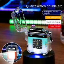 Double Arc Plasma Lighter Watch Flashlight USB Rechargeable Windproof Waterproof picture
