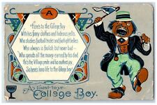 1908 College Boy With His Funny Clothes And Hideous Yells Football Postcard picture
