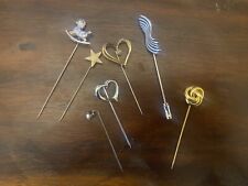 Lot of 7 Lovely VINTAGE ANTIQUE HAT / STICK PINS. See Pictures picture