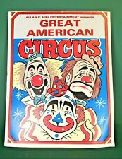 Vintage Allan C. Hill Entertainment GREAT AMERICAN CIRCUS Clowns Sign Art picture