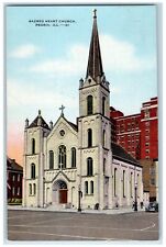 c1920s Sacred Heart Church Exterior Peoria Illinois IL Unposted Vintage Postcard picture