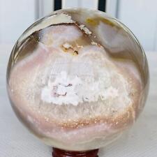 1340g Natural Cherry Blossom Agate Sphere Quartz Crystal Ball Healing picture