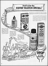 1955 Train Railroad conductor Squibb Dental Sun product vintage art print ad L53 picture