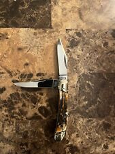 Rough Ryder Copperhead Pocket Knife Carbon Steel Blades Cinnamon Bone RR 2422 picture