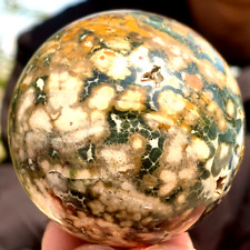 221G Natural Colorful ocean jasperquartz geode crystal sphere ball healing picture