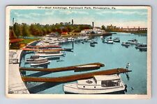 Philadelphia PA-Pennsylvania, Boat Anchorage, Fairmount Park, Vintage Postcard picture