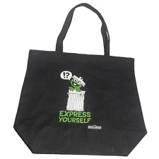 Vintage Sesame Street Canvas Tote Bag Oscar the Grouch Express Yourself Black= picture
