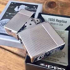 Zippo 1935 Replica Engine Turn Diamond Cut Line Silver Oil Lighter Japan picture