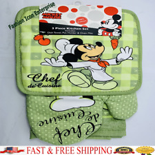 Disney 3pc Mickey Chef de Cuisine Kitchen Towel Set OvenMitt DishTowel PotHolder picture