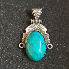 Extremely Rare Ancient Silver Viking Amulet Pendant Necklace  Turquoise Stone picture