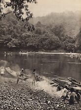 1940 Vintage K.F. Wong Borneo Dayaks Cooking Food Jungle River Landscape Photo picture