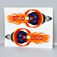 AC FIRE RING SPARK PLUGS DECAL (PAIR), Vintage Style STICKERS, Hot Rod, Racing picture