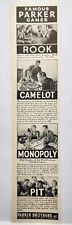 1944 Monopoly Rook Camelot Pit Parker Brothers Games Vintage Print Ad Art Deco picture