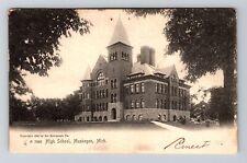 Muskegon MI-Michigan, High School, Exterior, Vintage Postcard picture