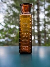 POISON BOTTLE KR-9 - Antique American amber Poison Bottle picture