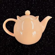 Debi Lilly Ceramic Light Peach Color Teapot W Flower Shaped Top Lid 9.5”W 6”T picture