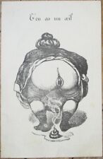 Risque 1902 French Postcard, Woman Pooping with Eye in Butt, Poop Behind picture