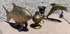 Vintage Brass Collectibles Lot Of 4 Fish Dolphin Cup picture