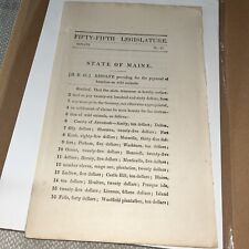 1876 State of Maine Act Related to Bounties on Wild Animals Genealogy Aroostook picture