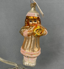 Christopher Radko Glass Ornament Little Golden Girl Angel With Harp Vintage 1995 picture