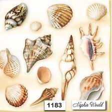 (1183) TWO Individual Paper Luncheon Decoupage Napkins - SEASHELLS SHELLS OCEAN picture