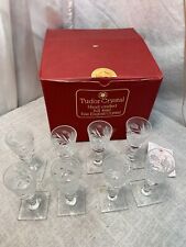 Tuder 8 Pc Set VTG Full Lead Fine English Crystal Cordial Glass Square Base New picture