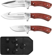 3 Pcs Hunting Knife Sets Full Tang Bowie Survival Knife Gut Hook with Sheath picture