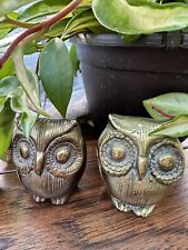 set of 3 brass owls picture