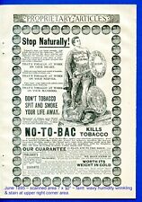 World's 1st super hero KING NO-TO-BAC kills nicotine in original 1895 full pg ad picture