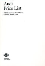1991 Audi Price List Brochure UK V8 100 80 Quattro picture