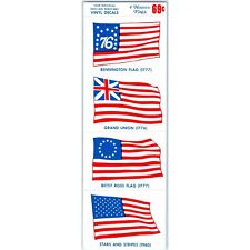 c1960 4 Historic US Flags Individual Non Fade Removable Decals Stickers Vtg 2L picture