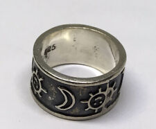 SIZE 5.5 7.6g 925 STERLING SILVER SUN MOON STARS DESIGNER RING picture