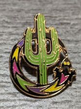 Green Cactus Encircled By Multi-Color Gecko/Lizard Southwest Desert Lapel Pin picture