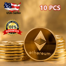 10 PCS Ethereum Coins Physical Commemorative Collectors Gold Plated Crypto ETH picture